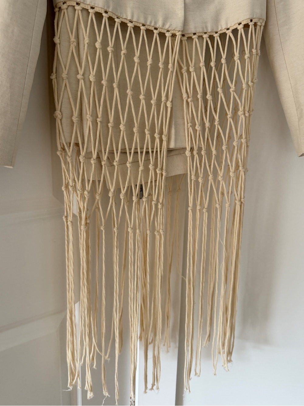 ZARA Cream Cropped pantsuit with Macramé Fringe Detail - Picture 2 of 6